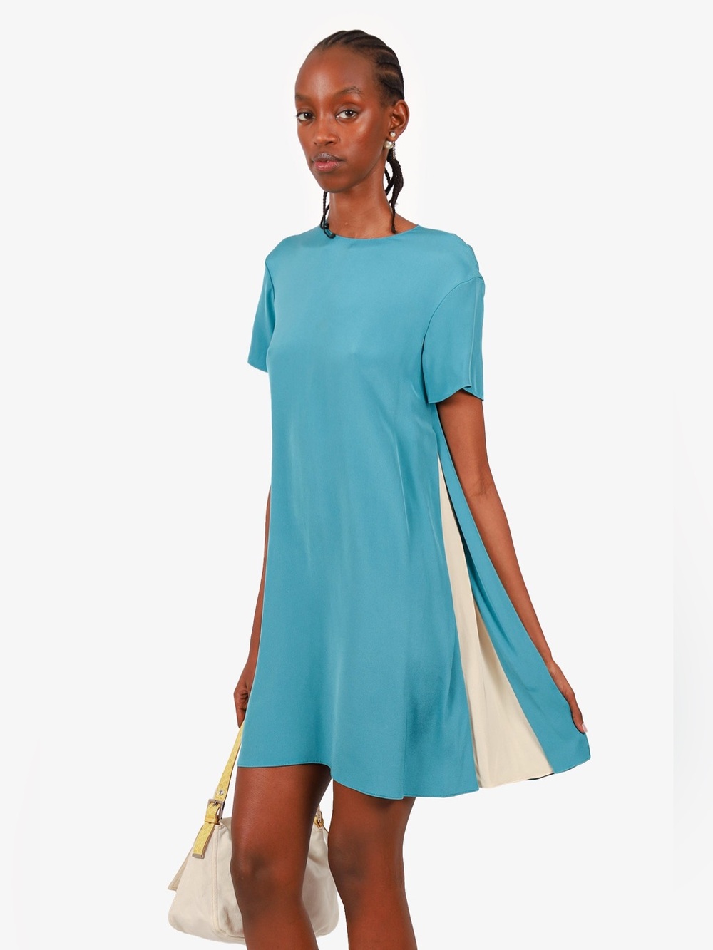 Valentino Silk Shift Dress in Blue Teal